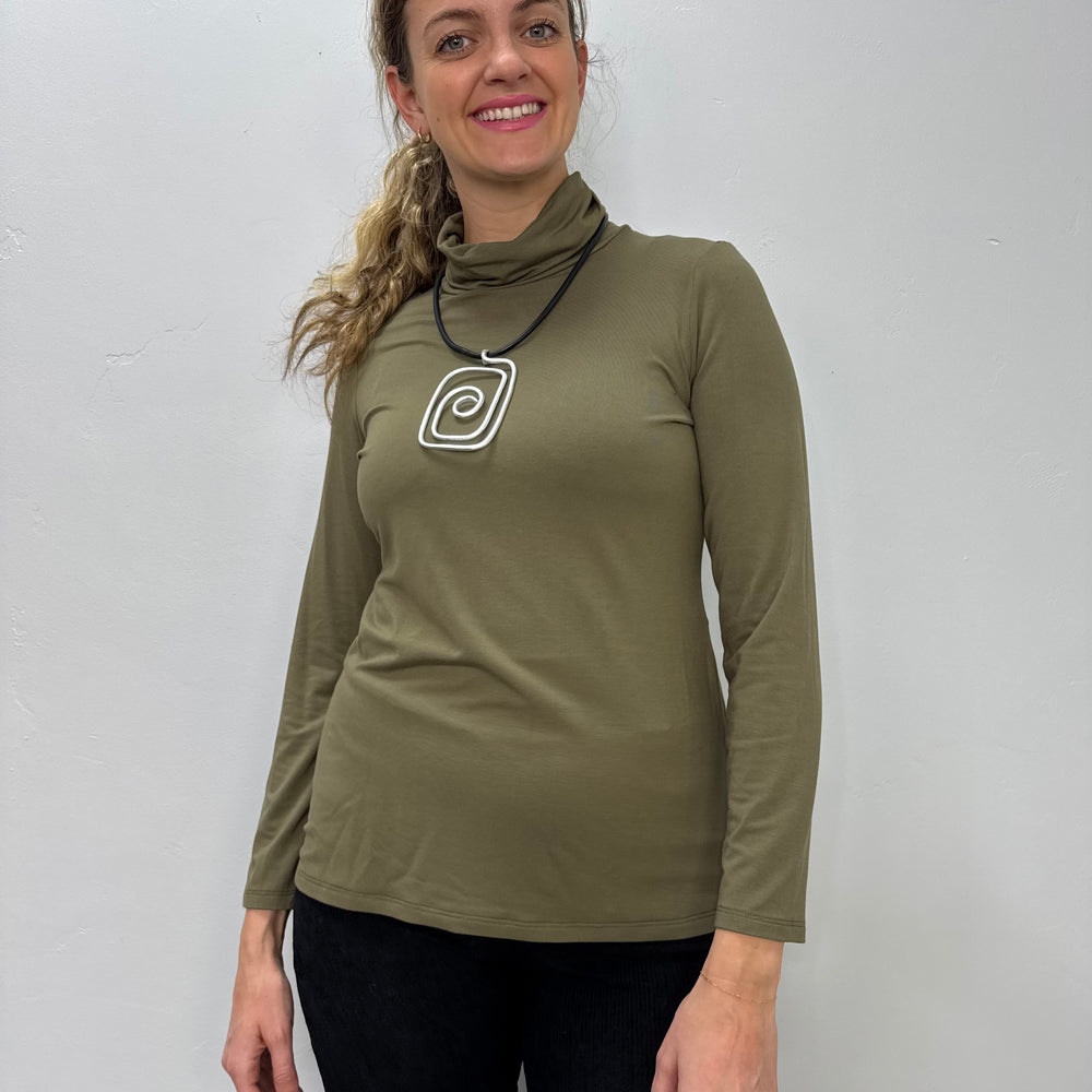 Olive Long Sleeve Bamboo Turtle Neck