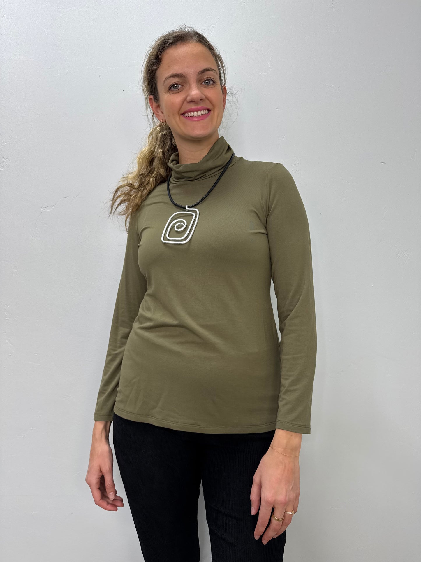 Olive Long Sleeve Bamboo Turtle Neck