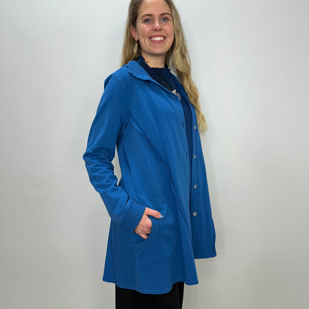 
                  
                    Sapphire Blue Solid Swing Coat
                  
                