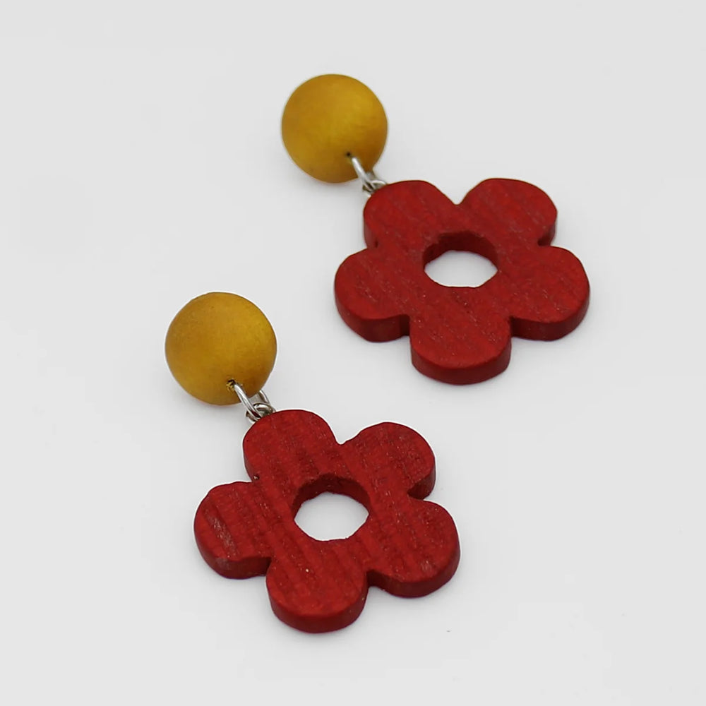 Spice Petals Wood Earrings