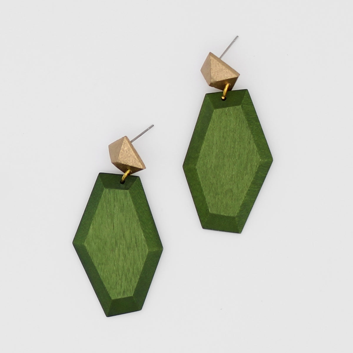 Green Genie Wood Earrings