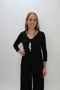 Black Tencel V-Neck Tunic