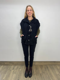 Black Corduroy Button Down Vest
