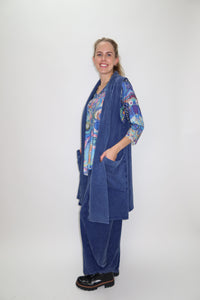 Denim Mineral Washed Sleeveless Two Pocket French Terry Vest