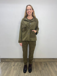 Olive Green Corduroy Collared Jacket