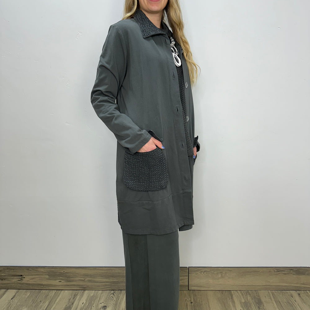 
                  
                    Iron Grey Patch Button Down Bee Coat
                  
                