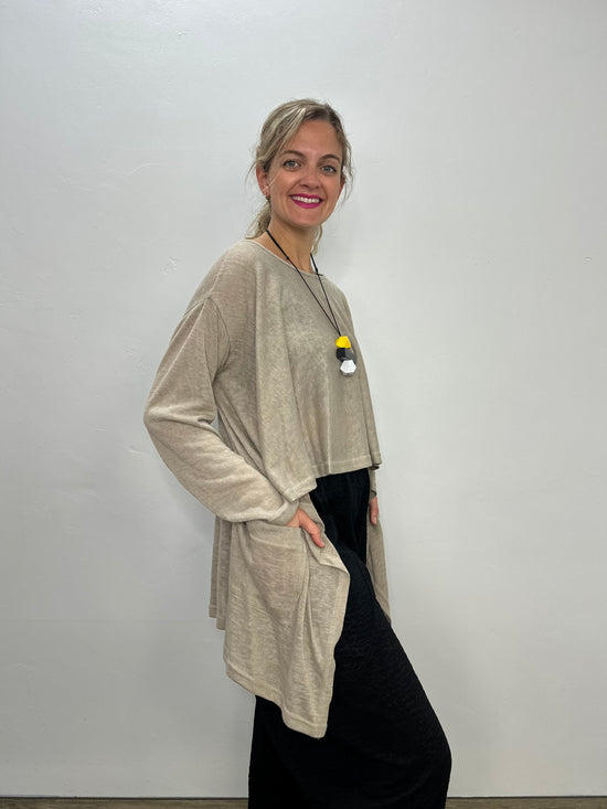 Khaki Shark Bite Top with Pockets