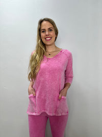 Pink Mineral Wash Two Pocket Aline Tunic