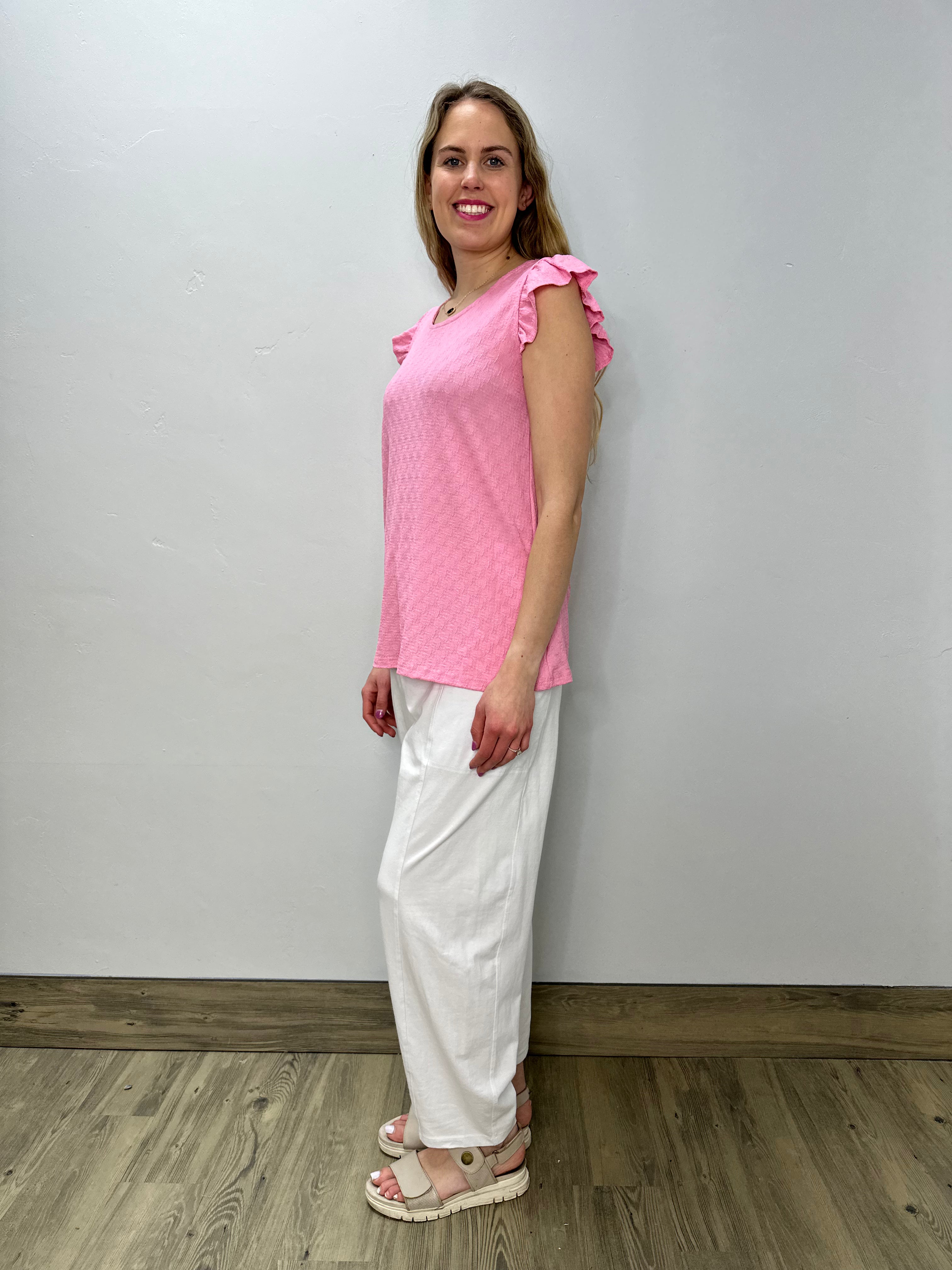Light Pink Ruffle Sleeve Top – Twist Boutique