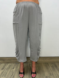 Gray Air Flow Pleated Button Pants
