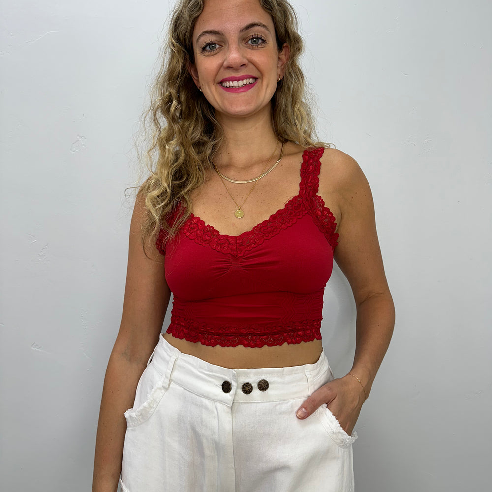 Ruby Red Bralette with Lace