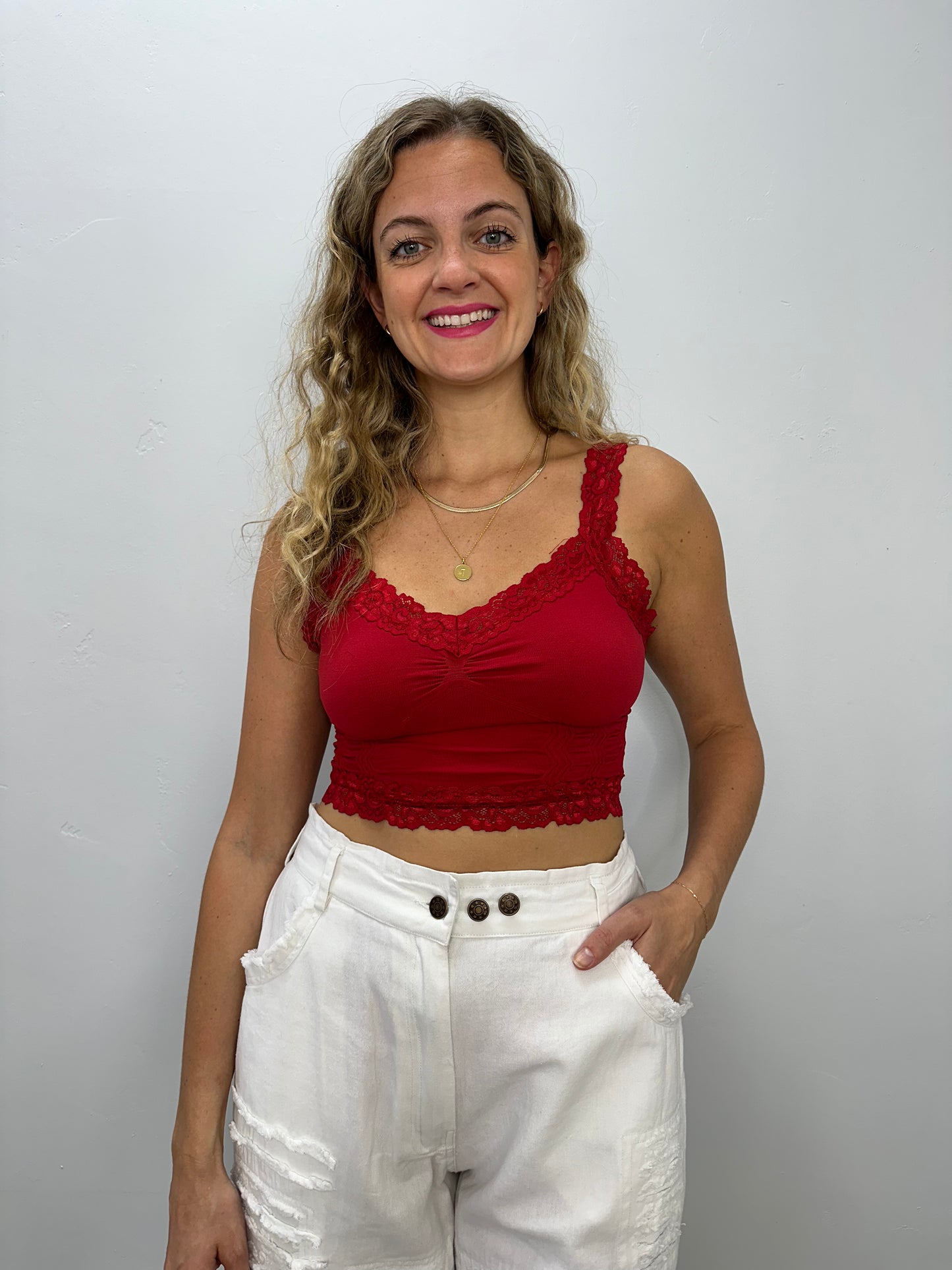 Ruby Red Bralette with Lace