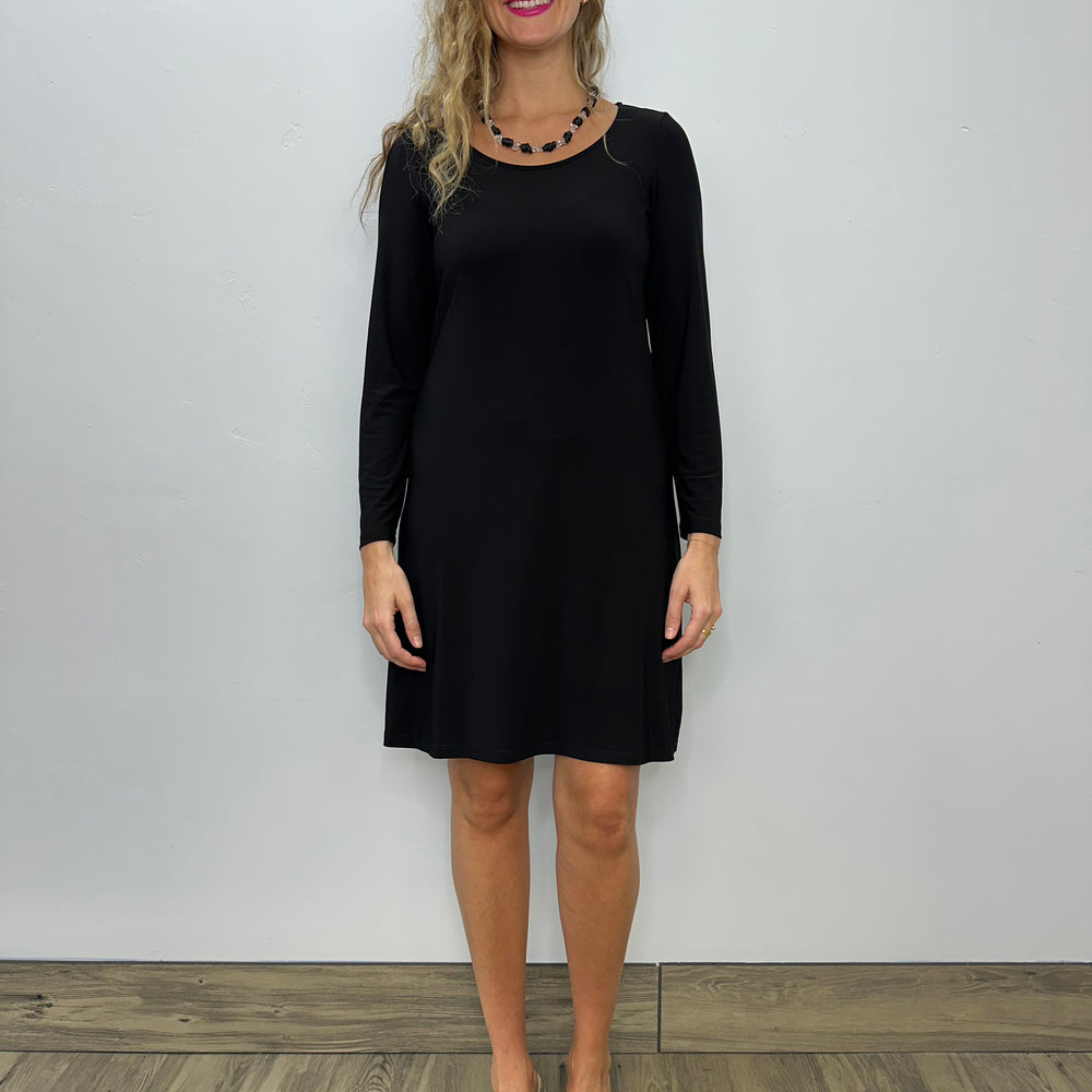 Black Long Sleeve Scoop Neck Dress