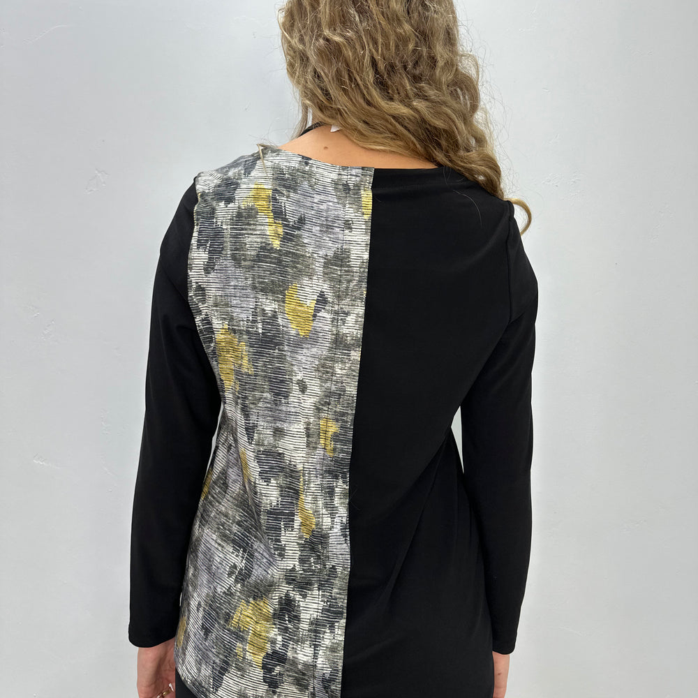 
                  
                    Black Pattern Long Sleeve Top with Pocket
                  
                