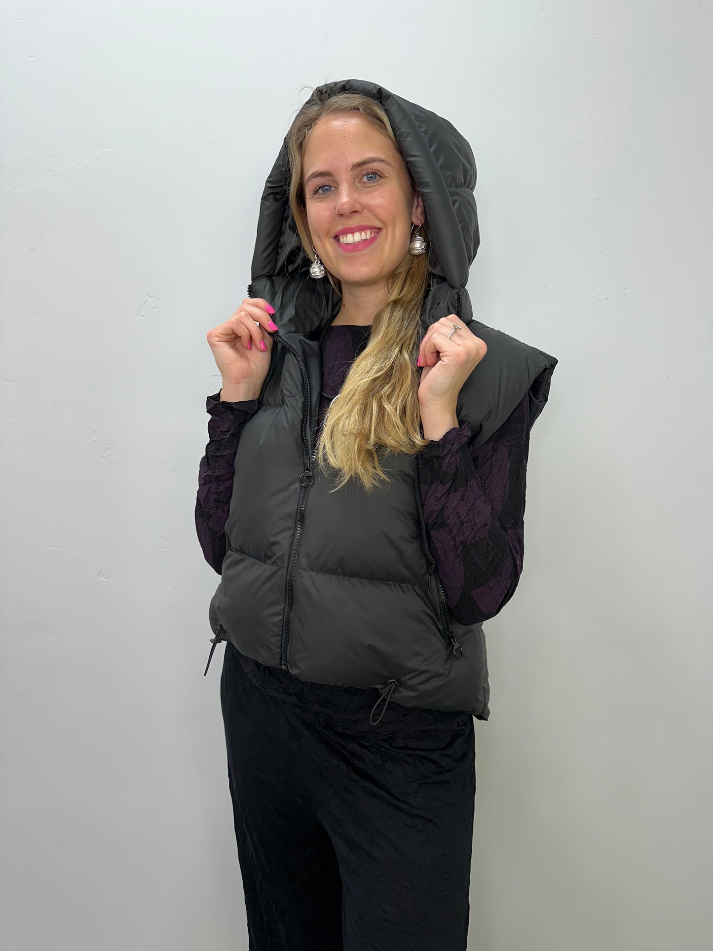 Black Hooded Puffer Vest