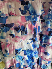 Pattern Sleeveless Mesh Ruffle Dress