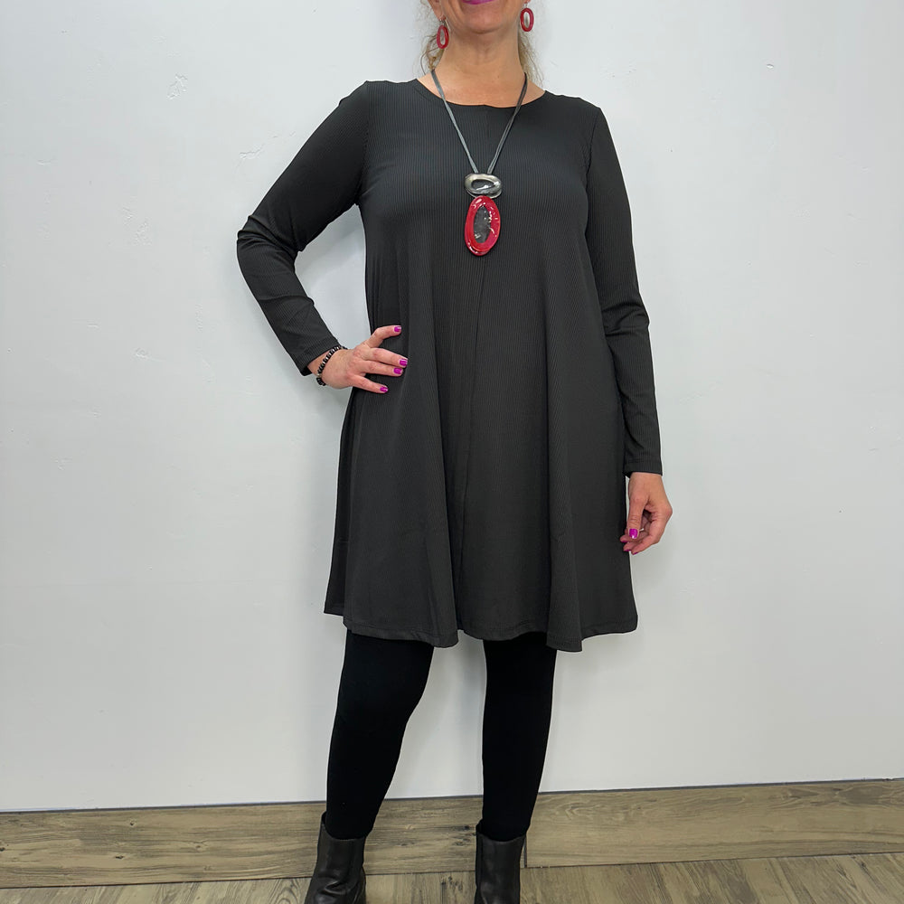 Black Ribbed Long Sleeve Wicked Danae Dress