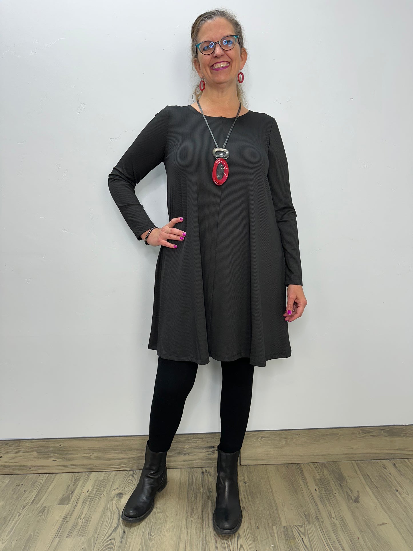 Black Ribbed Long Sleeve Wicked Danae Dress