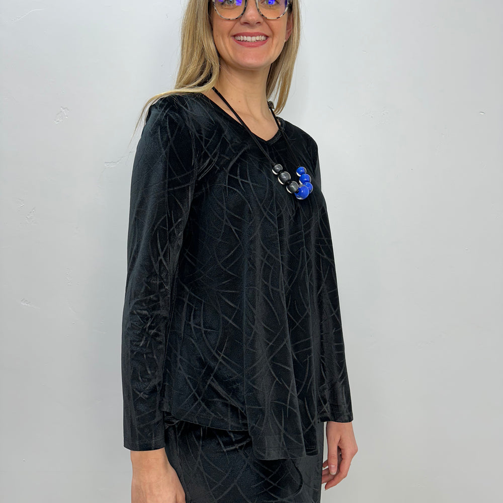 Black Velvet V-Neck Demeter Top