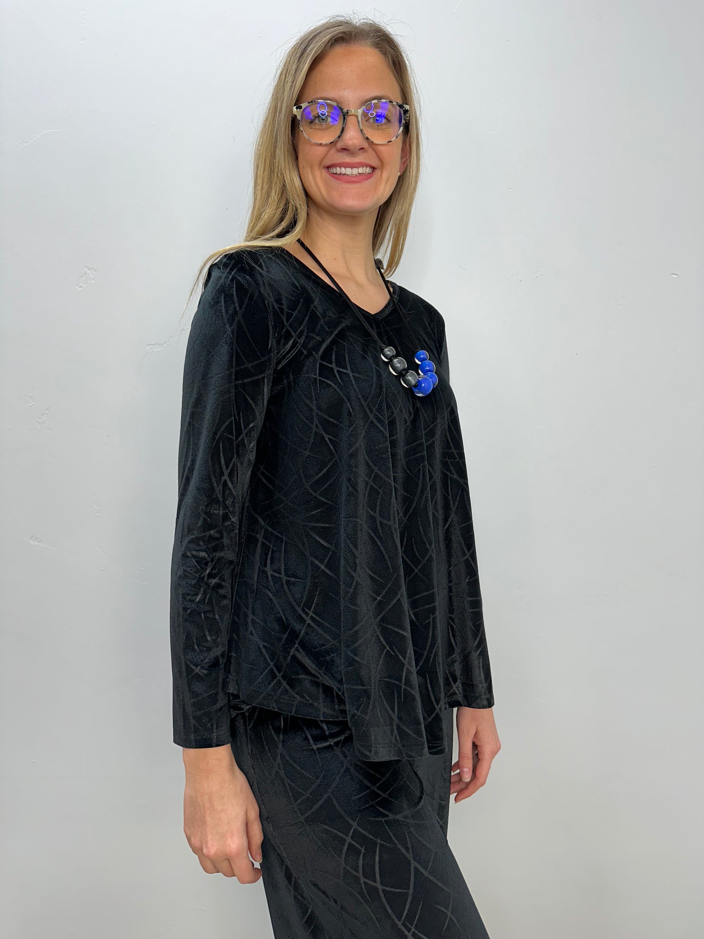 Black Velvet V-Neck Demeter Top