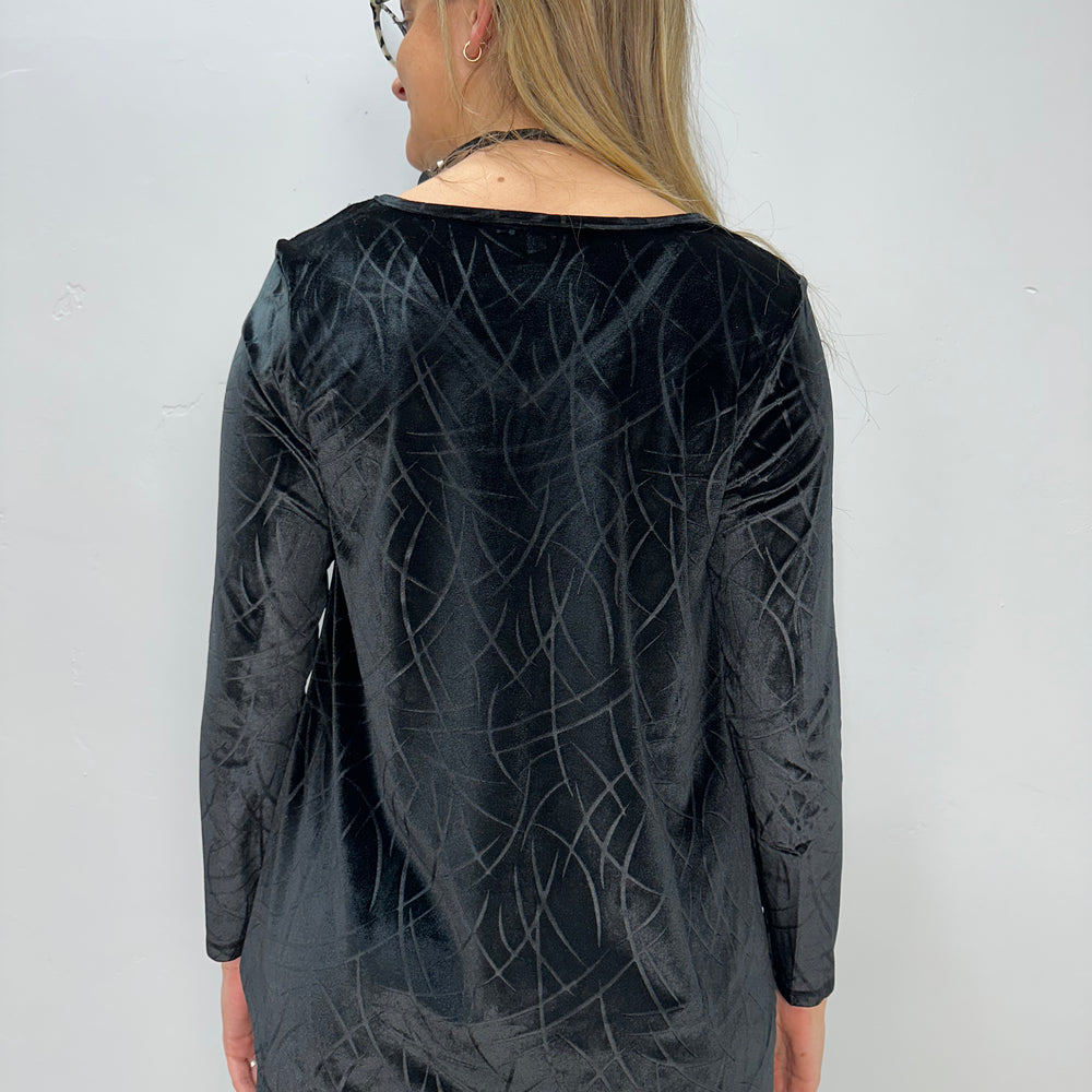 
                  
                    Black Velvet V-Neck Demeter Top
                  
                