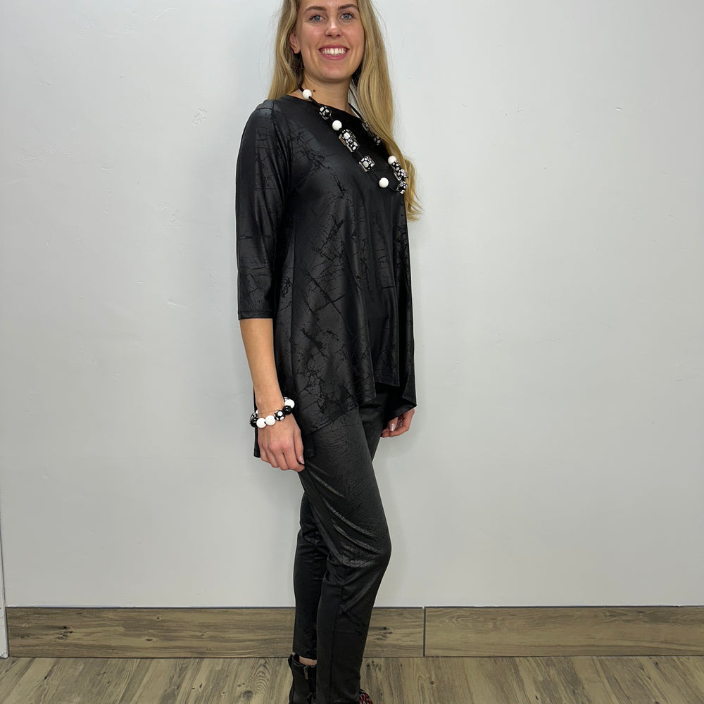 
                  
                    Black Faux Leather 3/4 Sleeve Tunic
                  
                