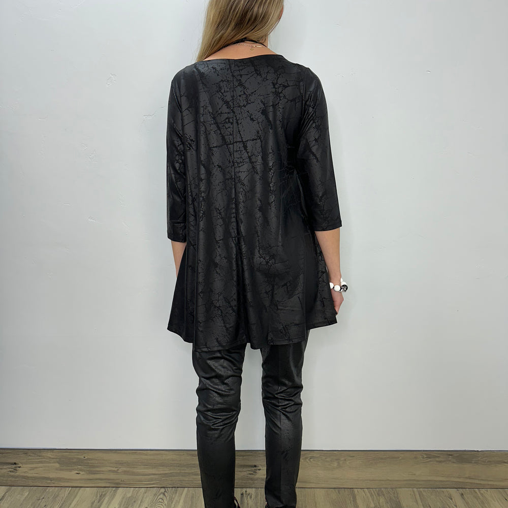 
                  
                    Black Faux Leather 3/4 Sleeve Tunic
                  
                