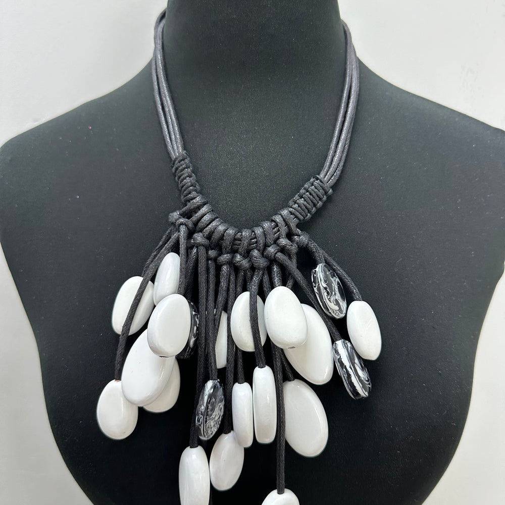 Black and White Rope Rocks Necklace