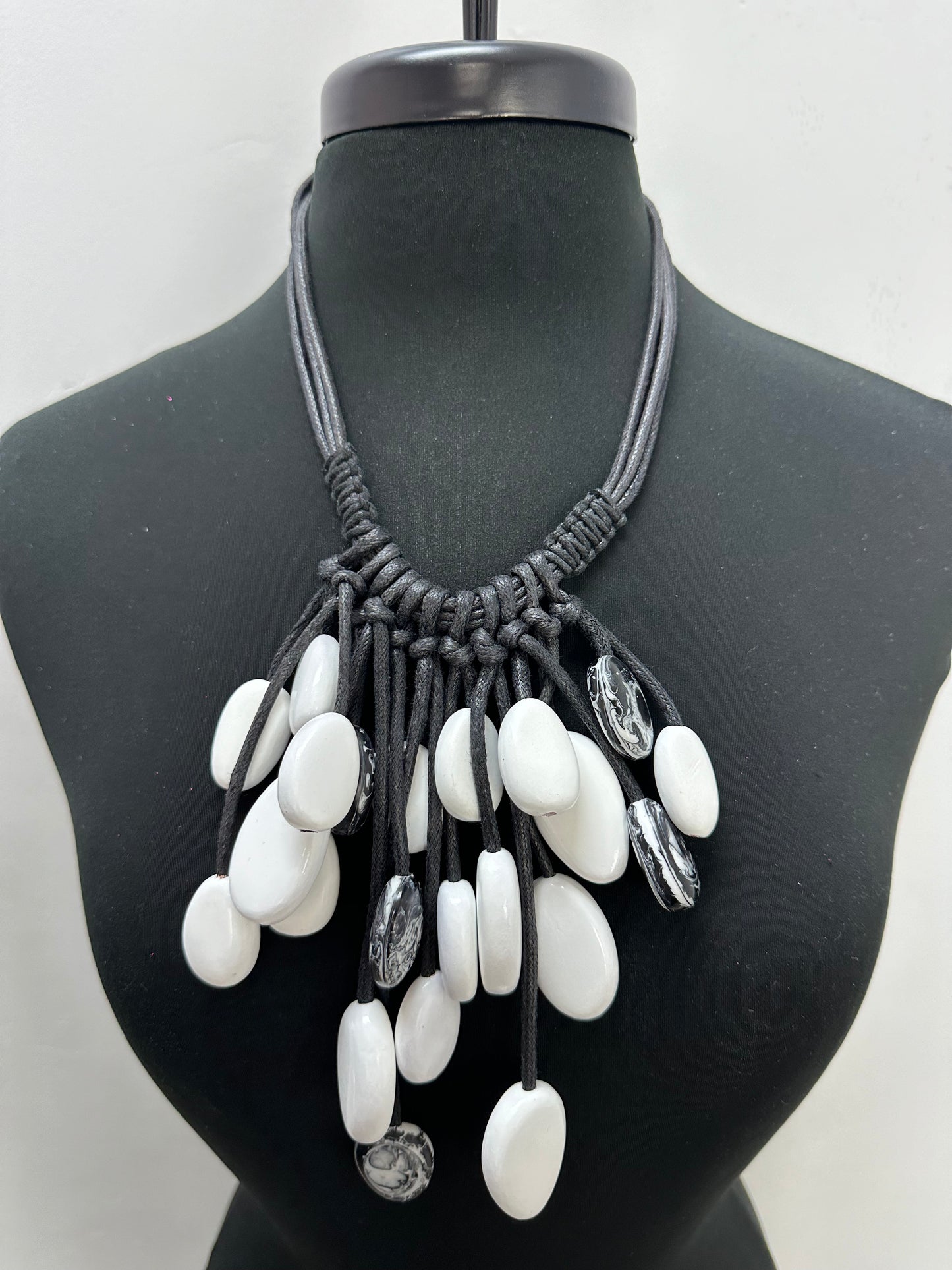 Black and White Rope Rocks Necklace