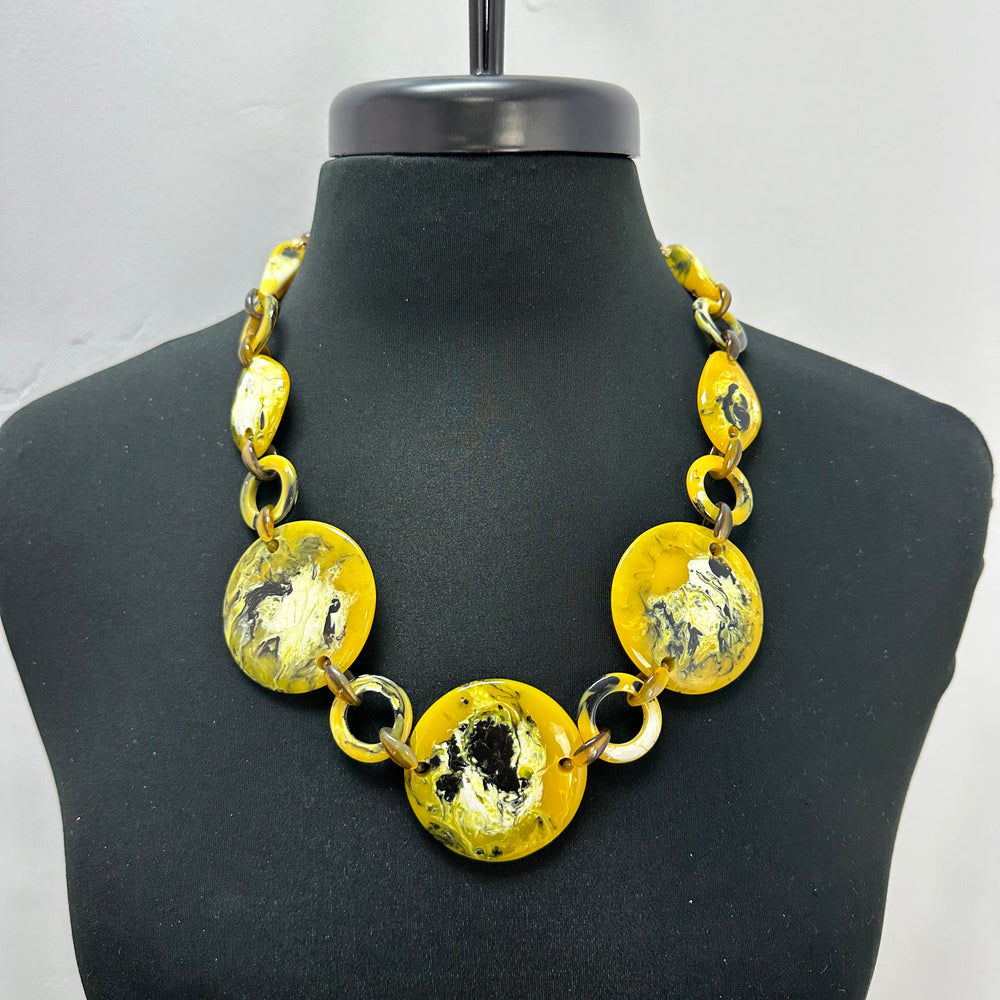 Acrylic Paint Yellow Resin Necklace