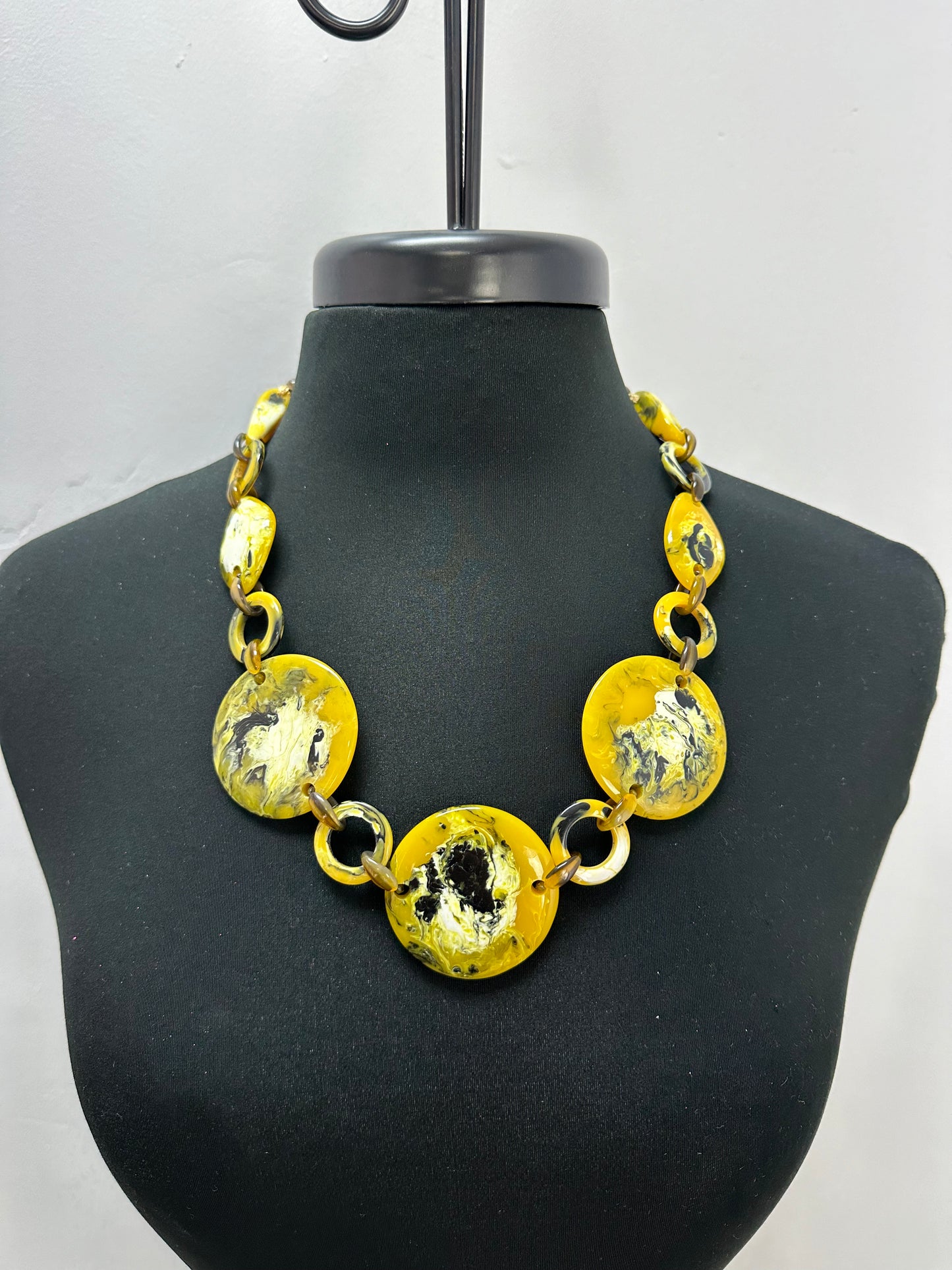 Acrylic Paint Yellow Resin Necklace