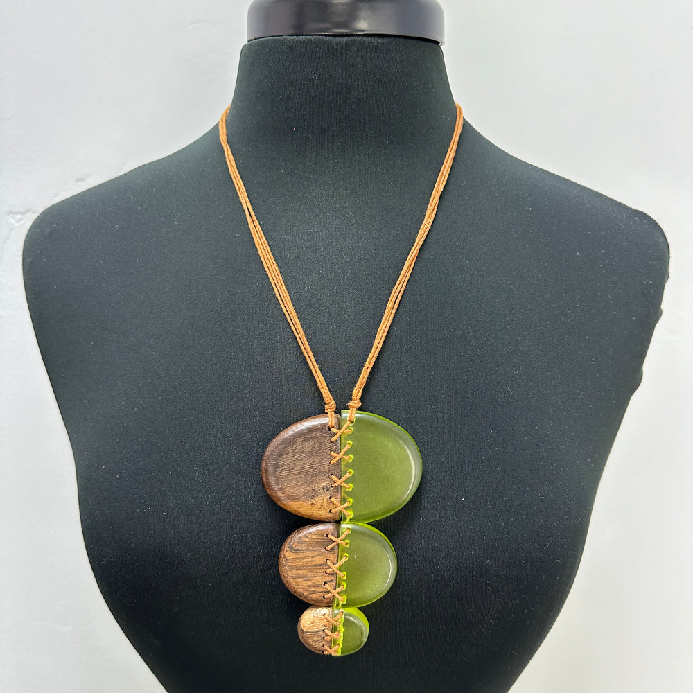 Lime Green Wood Zip Necklace