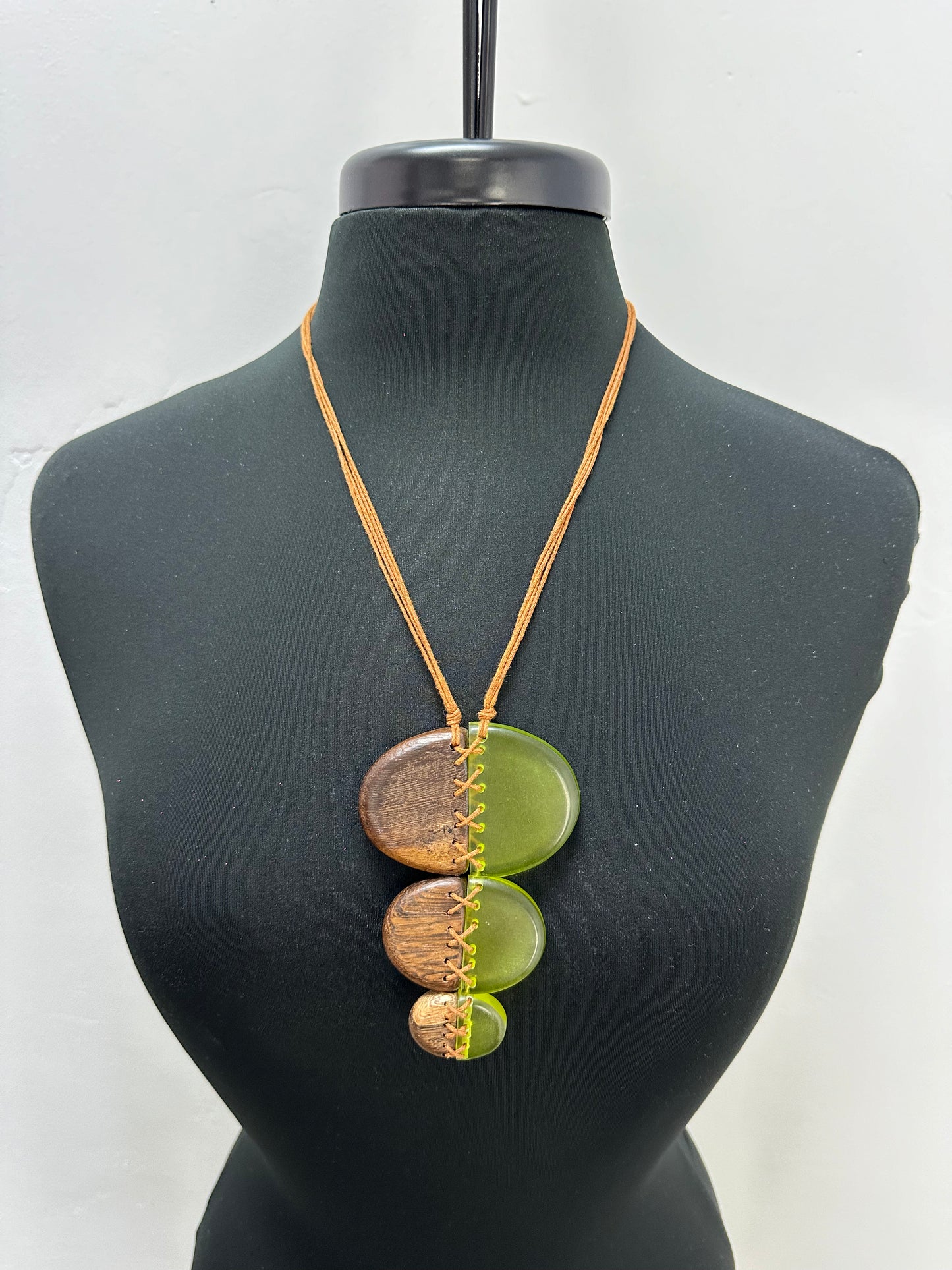 Lime Green Wood Zip Necklace