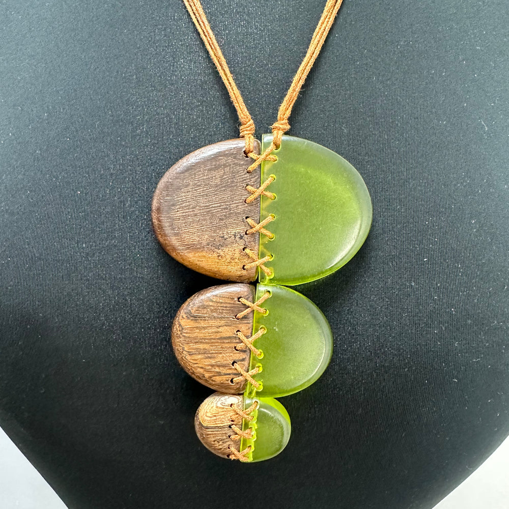 Lime Green Wood Zip Necklace