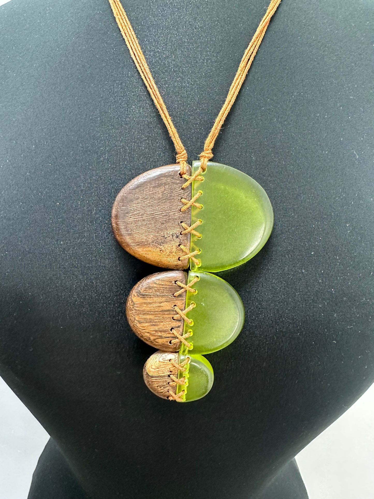 Lime Green Wood Zip Necklace