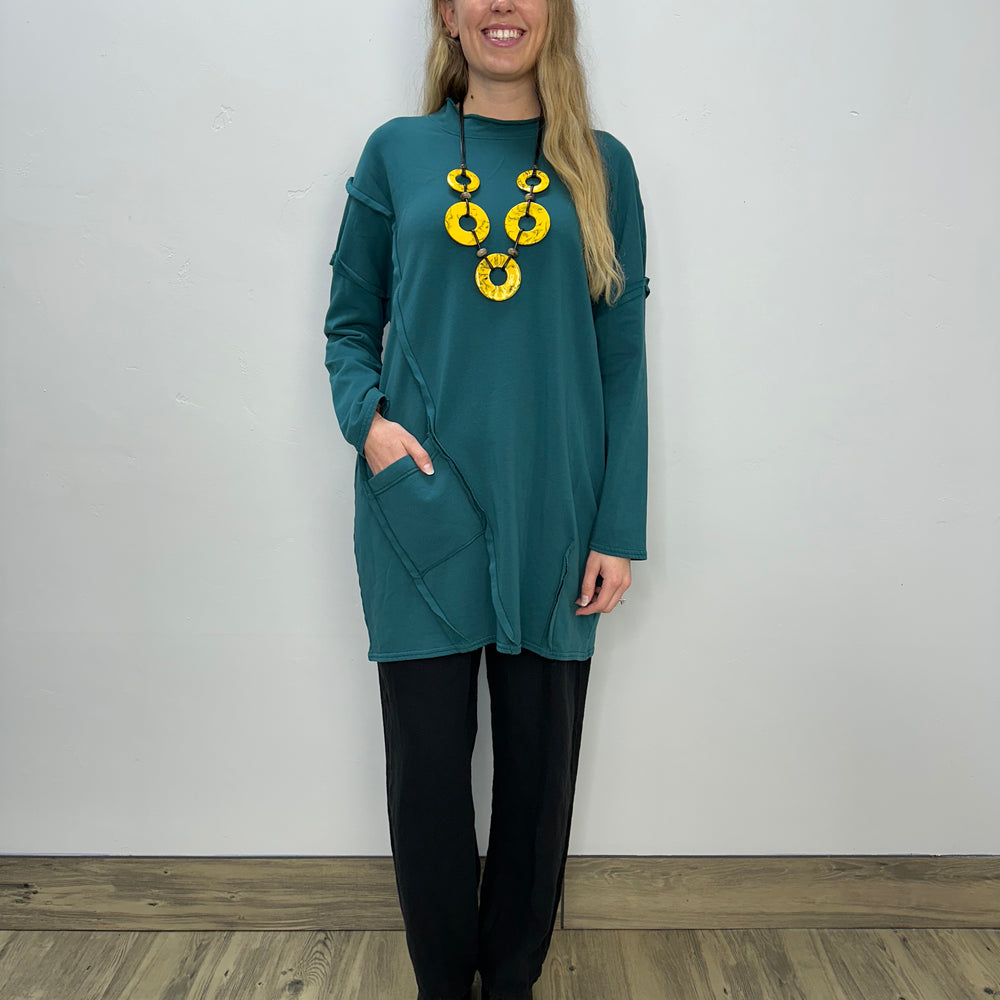 Teal Long Sleeve  Fleece Tunic