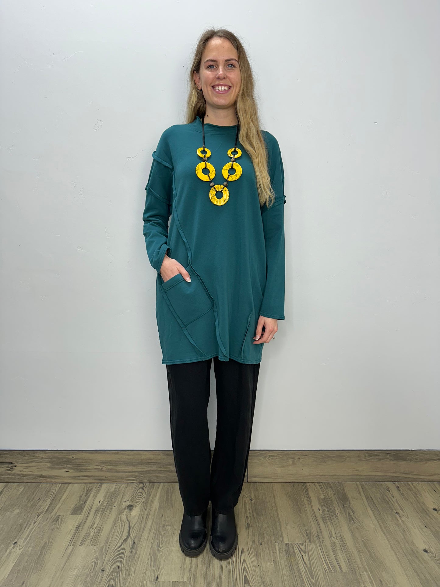 Teal Long Sleeve  Fleece Tunic