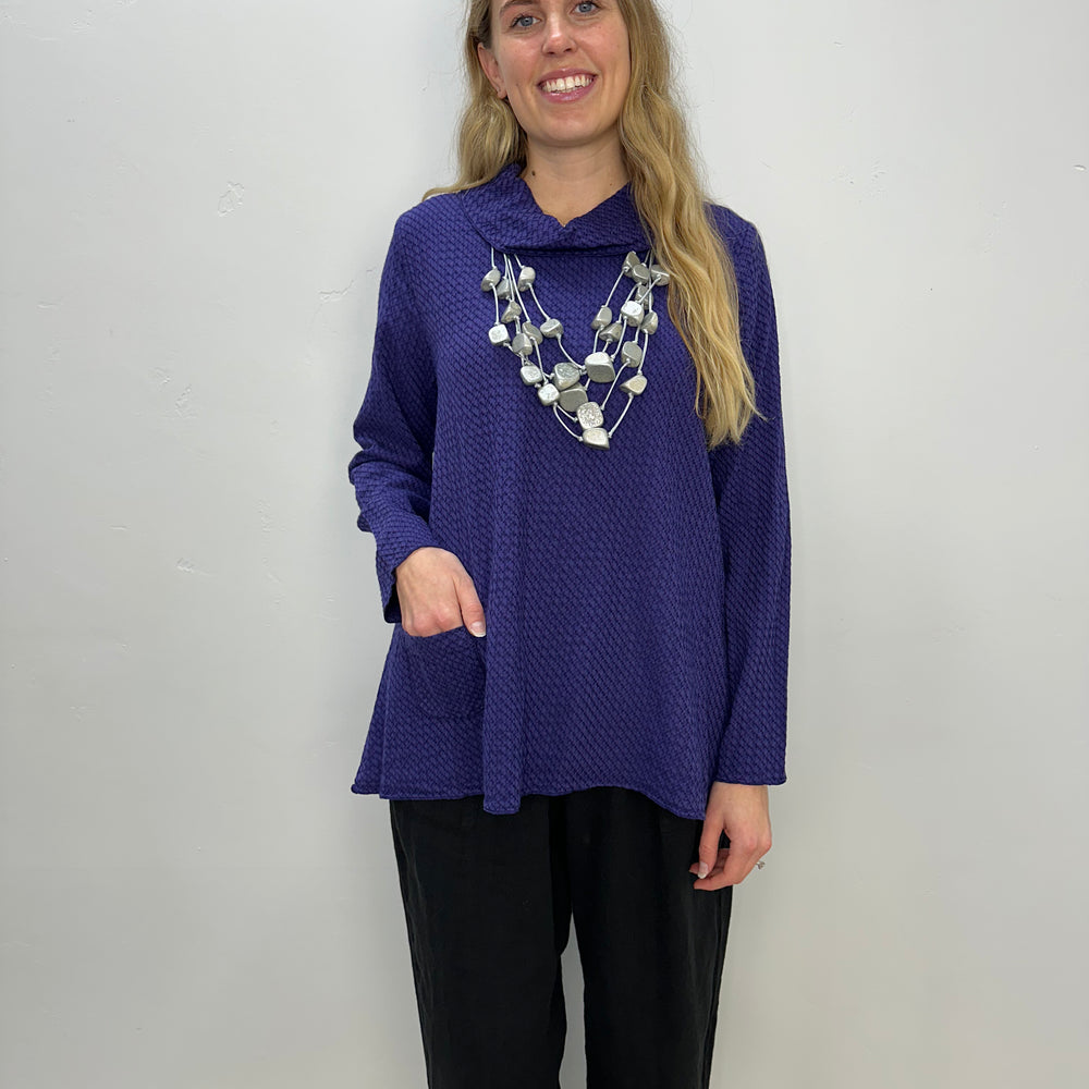 Violet Honeycomb Mock Neck Top