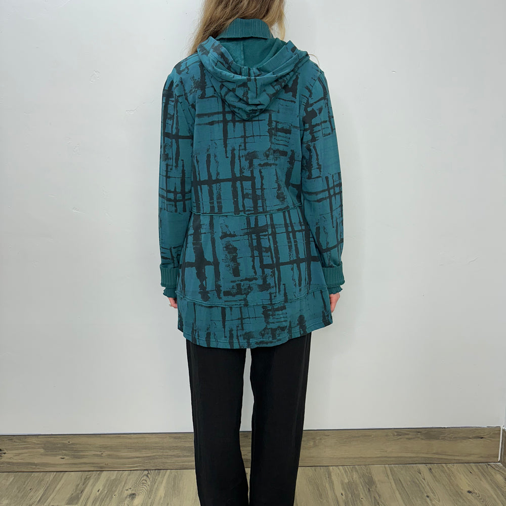 
                  
                    Teal Pattern Button Down Hooded Jacket
                  
                