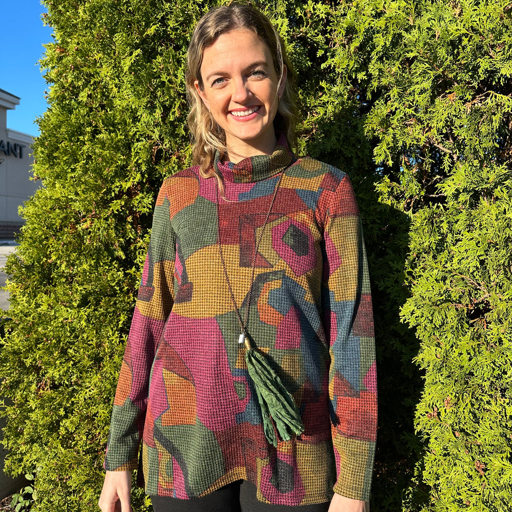 Berry Mustard Green Long Sleeve Turtle Neck