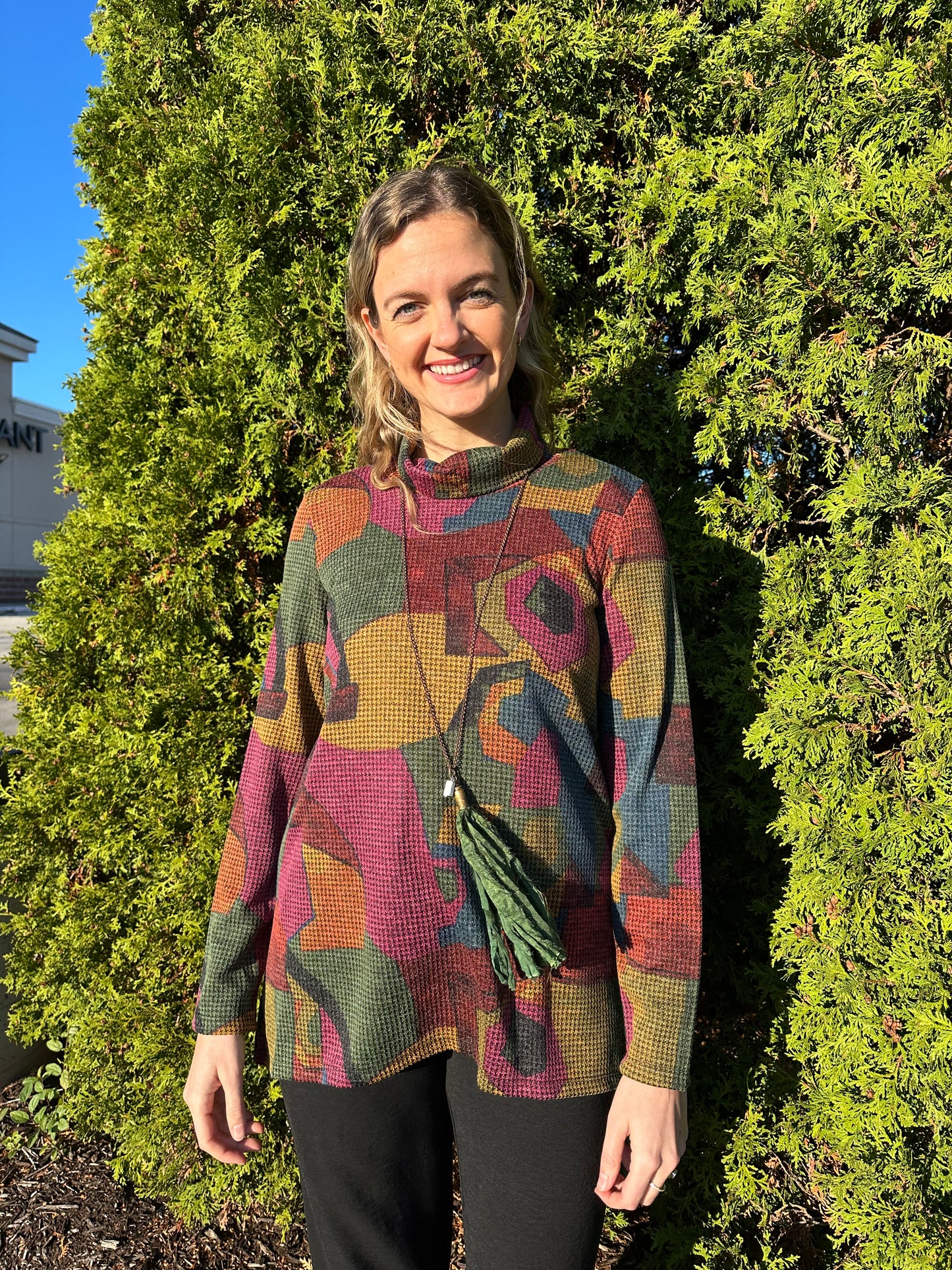 Berry Mustard Green Long Sleeve Turtle Neck