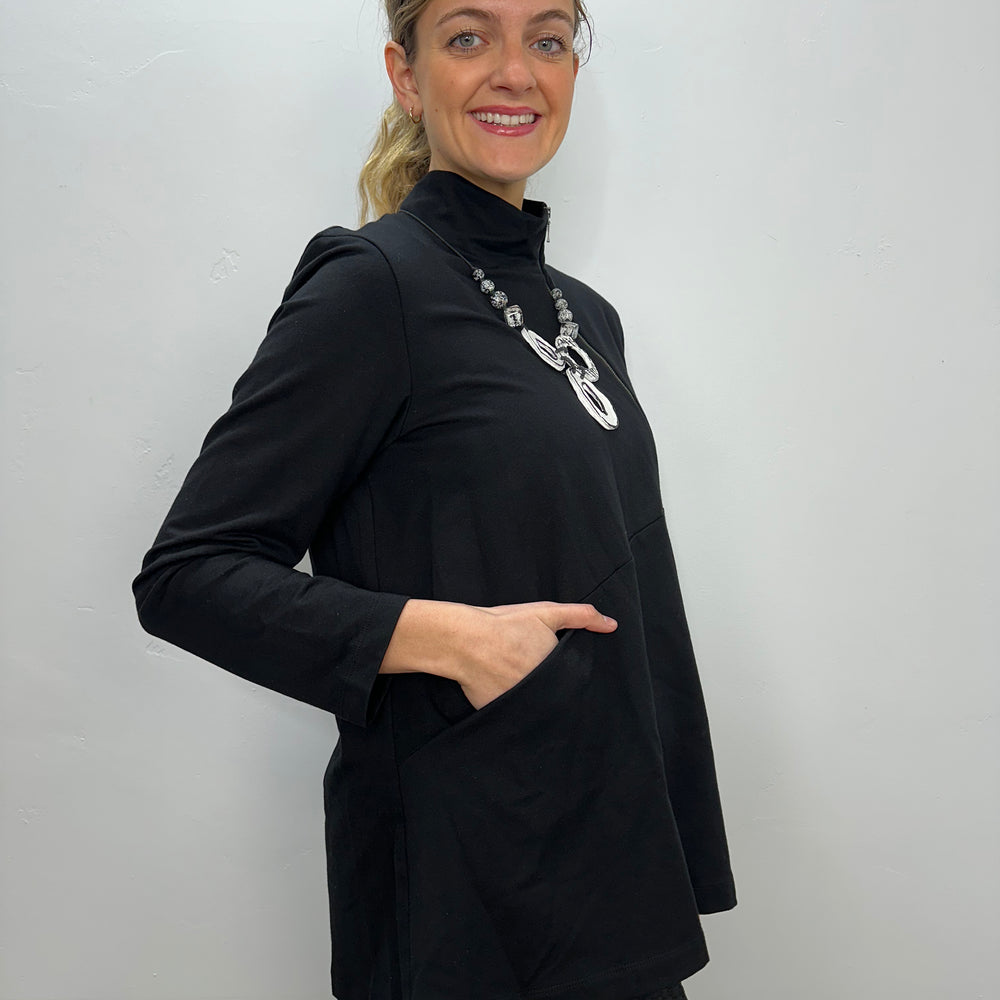 
                  
                    Black French Terry High Neck Tunic
                  
                