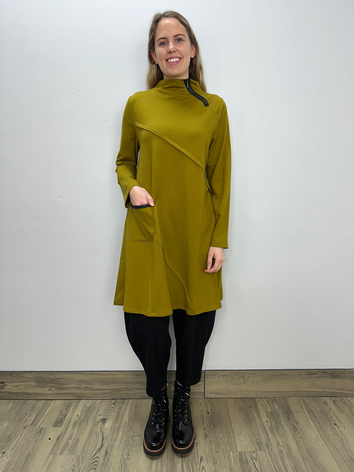 Marsh Avocado Long Sleeve French Terry Dress