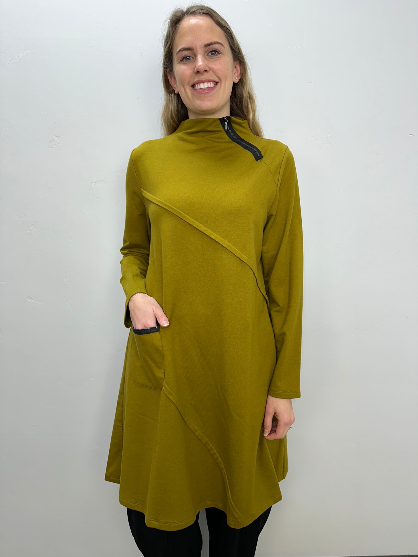 Marsh Avocado Long Sleeve French Terry Dress