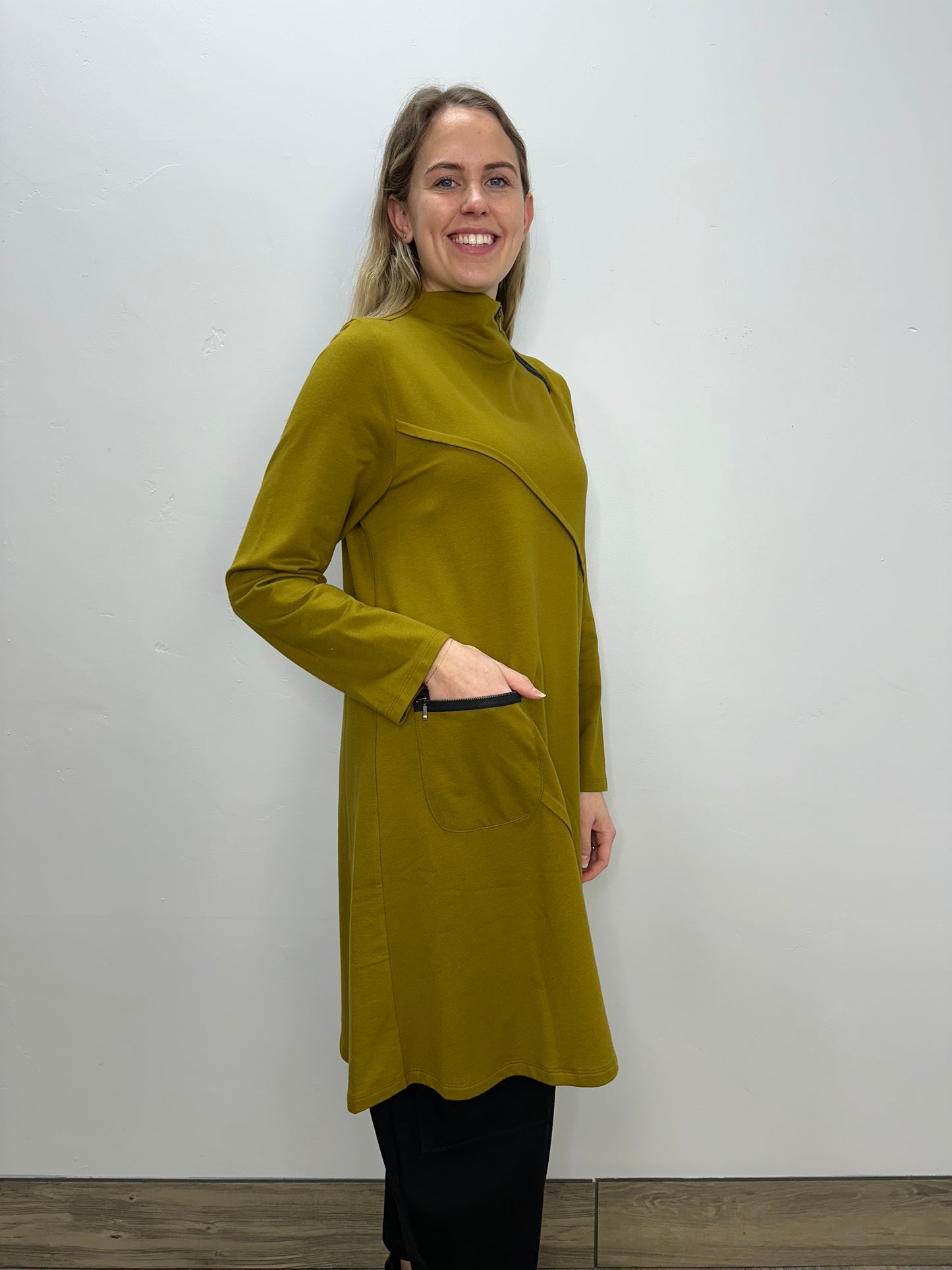 Marsh Avocado Long Sleeve French Terry Dress