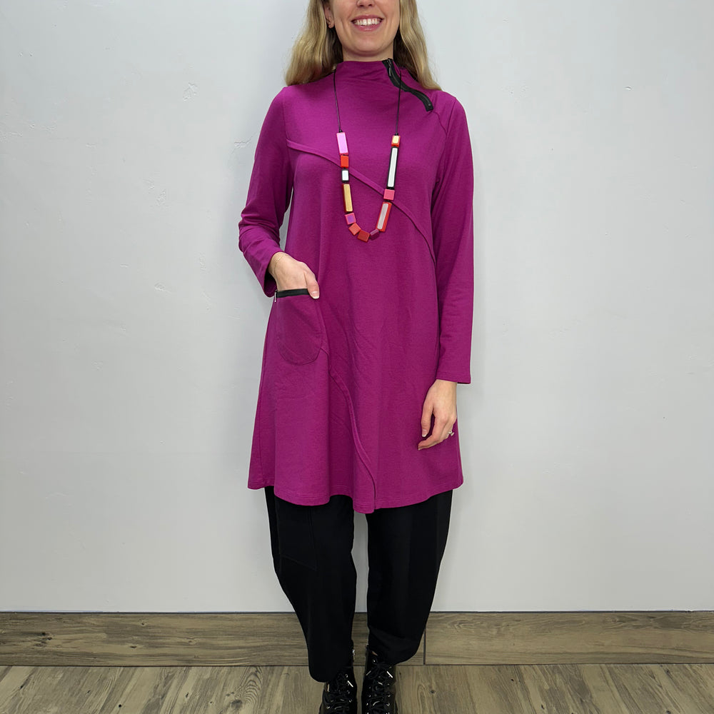 Fuchsia Pink Long Sleeve French Terry Dress