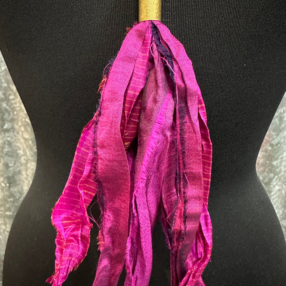 Hot Pink Silk Tassel Bullet Casing Necklace