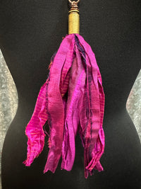 Hot Pink Silk Tassel Bullet Casing Necklace