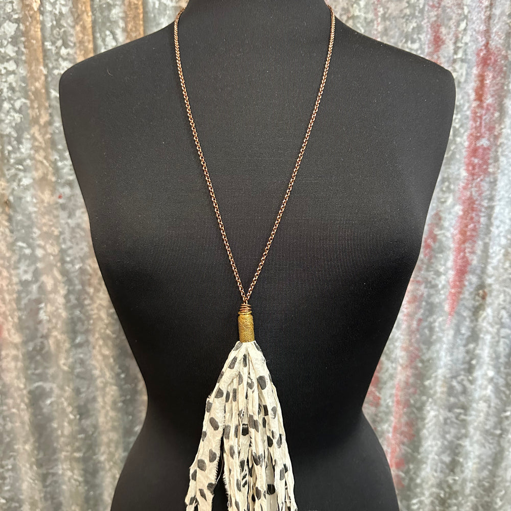 Polka Dot Silk Tassel Bullet Casing Necklace