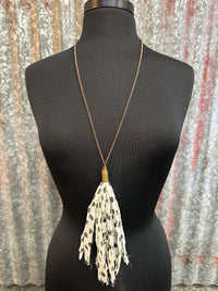 Polka Dot Silk Tassel Bullet Casing Necklace